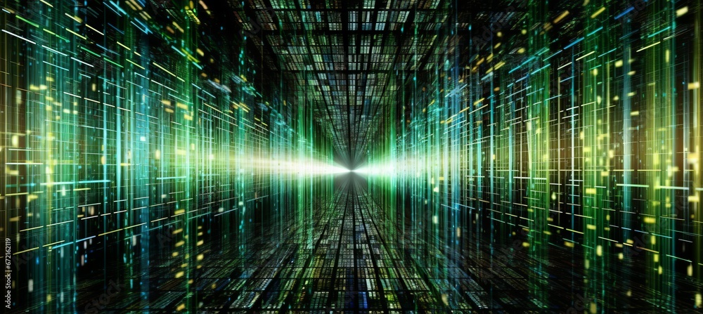 Poster Technology matrix portal background. Generative AI technology.