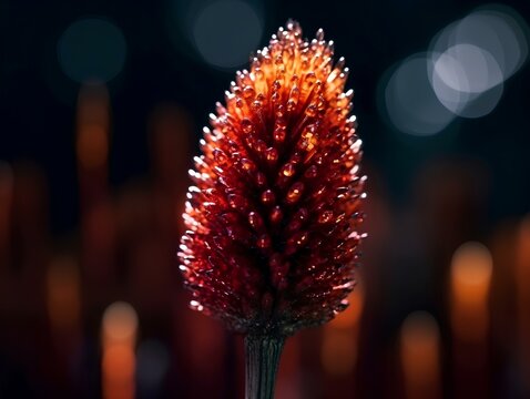 Red hot poker flower made of crystals