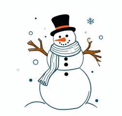 cute snowman on isolated background