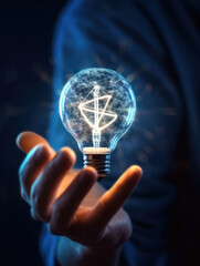 Close-up of a hand holding a light bulb