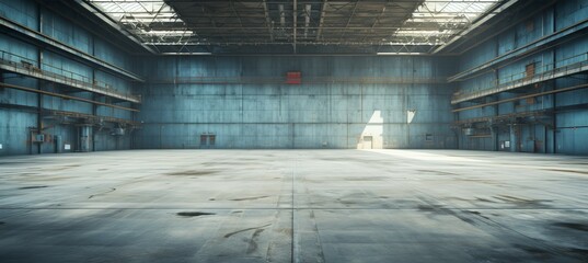 Rusty abandoned Military airplane hangar. Generative AI technology.