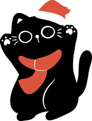 Christmas Black cat cartoon illustration