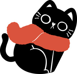 Christmas Black cat cartoon illustration