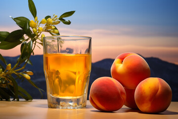 glass of orange juice on the beach