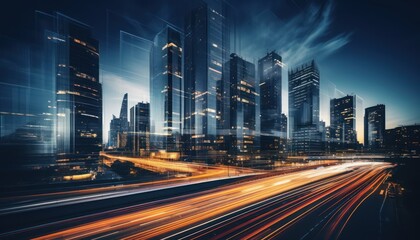 Fototapeta premium Photo of a Vibrant Cityscape Illuminated by a Dazzling Array of Lights