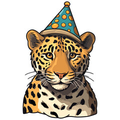 Leopard Birthday hat isolated transparent Background
