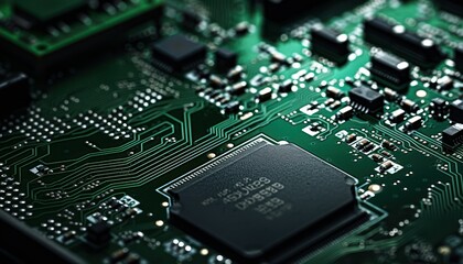 Photo of a Detailed View of a Computer Motherboard