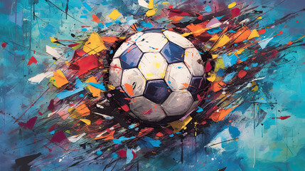 Soccer handpainted watercolor soccer ball. Great soccer event