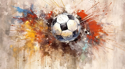 Soccer handpainted watercolor soccer ball. Great soccer event