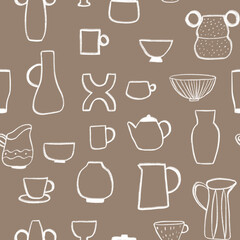 Pottery class and ceramics. Doodle seamless pattern. Design for fashion , fabric, textile, wallpaper, wrapping and all print