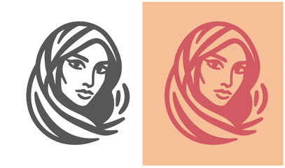 Modern logo. The face of a beautiful Arab girl in a hijab