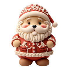 Fototapeta premium Cute 3D christmas santa claus xmas isolated on transparent background. cutout, PNG file. for template product presentation. artwork design.