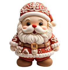 Fototapeta premium Cute 3D christmas santa claus xmas isolated on transparent background. cutout, PNG file. for template product presentation. artwork design.