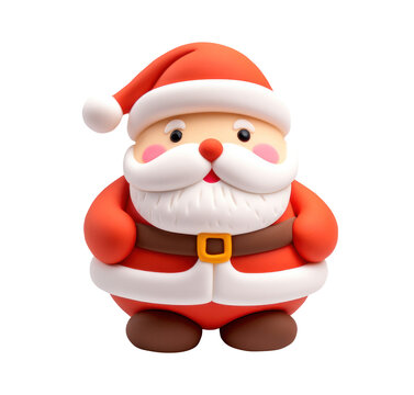 Cute 3D christmas santa claus xmas isolated on transparent background. cutout, PNG file. for template product presentation. artwork design.