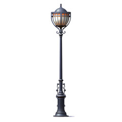 a lamp post with a light on it - obrazy, fototapety, plakaty