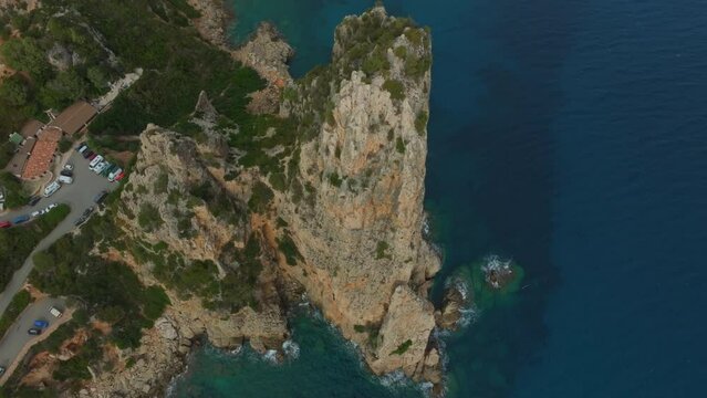 Soaring Over Sardinia's Marvel: Monolite di Pedra Longa from the Sky.