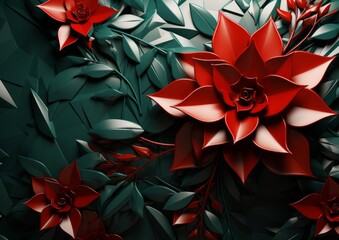 Red flower background, AI generated