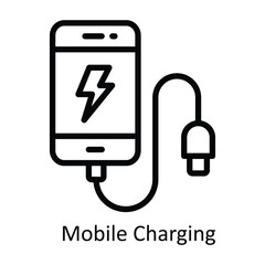 Mobile Charging vector  outline Design illustration. Symbol on White background EPS 10 File