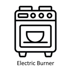 Electric Burner vector  outline Design illustration. Symbol on White background EPS 10 File