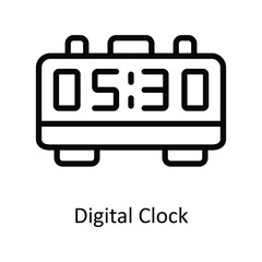 Digital Clock vector  outline Design illustration. Symbol on White background EPS 10 File