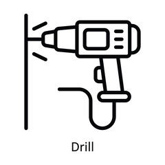 Drill vector  outline Design illustration. Symbol on White background EPS 10 File