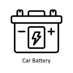Car Battery vector  outline Design illustration. Symbol on White background EPS 10 File