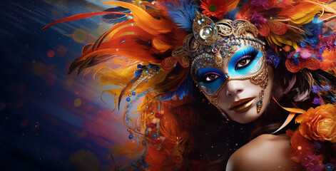 portrait of a woman in carnival mask woman, mask, carnival, face, beauty, fashion, art, black, masquerade, model, make-up, halloween