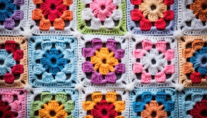 Photo of a Colorful Crocheted Granny Square Blanket With Vibrant Patterns