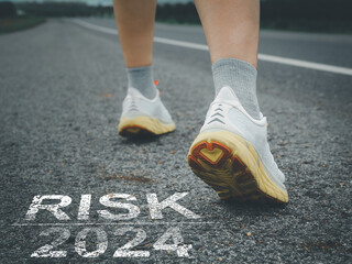 Risk 2024 message on asphalt roads. Dealing with risks that may occur in 2024.