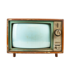 Retro old television isolated on transparent background. TV standing and blank screen, antique, technology