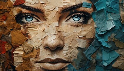 Photo of Paper Collage of Woman's Face - obrazy, fototapety, plakaty