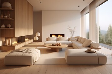 Design modern minimalist apartment living room.