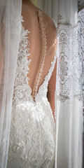 Fototapeta na wymiar beautiful bride in gorgeous white wedding dress