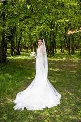 beautiful bride in gorgeous white wedding dress