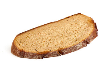 Freshly Baked Homemade Bread slices, close-up, isolated on a white background.