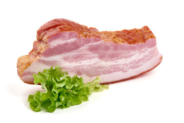 Obraz premium Smoked pork brisket, isolated on white background.
