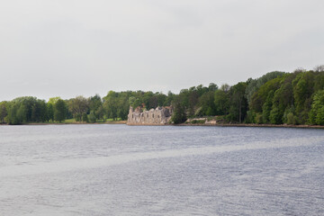 A view of Koknese castle ruins across river Daugava in Latvia.
