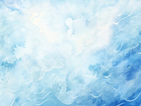 A blue watercolor spot. Flowing paint with streaks. Gradient background from blue to white.