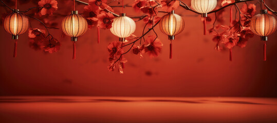 Chinese New Year background with lanterns.