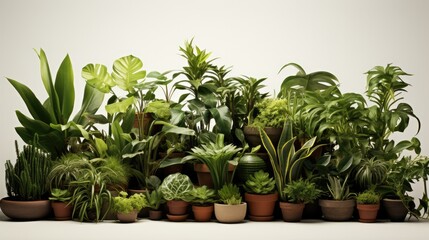 A lot of plants, Tropical plants on white studio background.