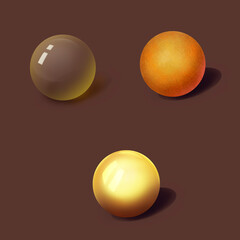 Realistic drawing of an object, icon or object in the form of a glass ball