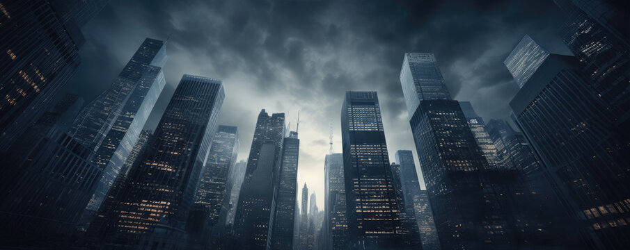 Skyscrapers, futuristic dark city