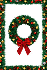 guirlanda de natal com laço vermelho isolado em fundo transparente - decoração de natal 