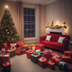 christmas celebration picture in a room generated with generative ai