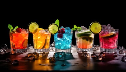 Photo of a Rainbow of Beverages Waiting to be Enjoyed