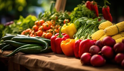 Photo of a Table Overflowing With Colorful Array of Fresh Vegetables - obrazy, fototapety, plakaty
