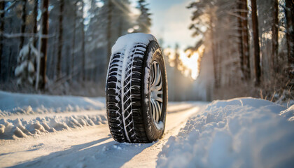 tyre winter track in snow