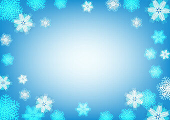 Fototapeta na wymiar Snowflakes blue background paper cover