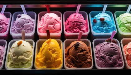 Photo of a Colorful Display of Delicious Frozen Treats - obrazy, fototapety, plakaty