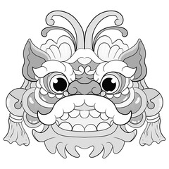 tattoos black and white barongsai dragon chienese illustration. good for element design and coloring pages